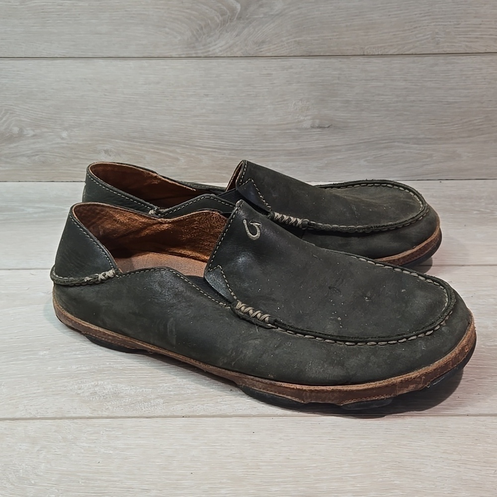 Olukai Mens Moloa Leather Loafer Slip on shoes sz 10